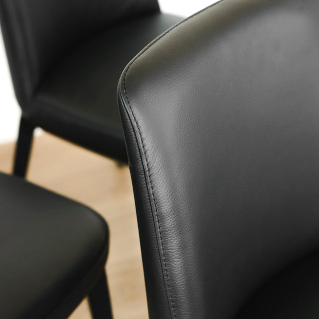 Ensemble de 3 chaises de cuisine en cuir noir - Tessa