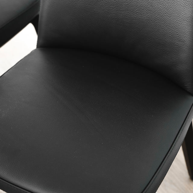 Ensemble de 3 chaises de cuisine en cuir noir - Tessa