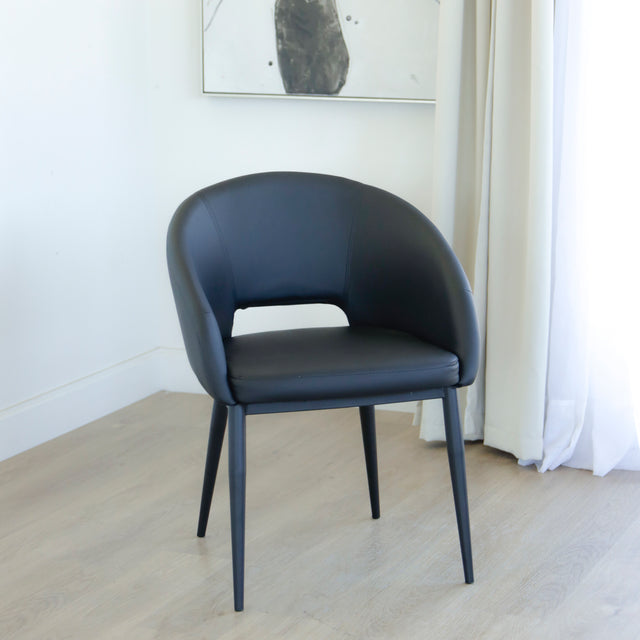 Chaise de salle à manger en cuir végane noir - Madison