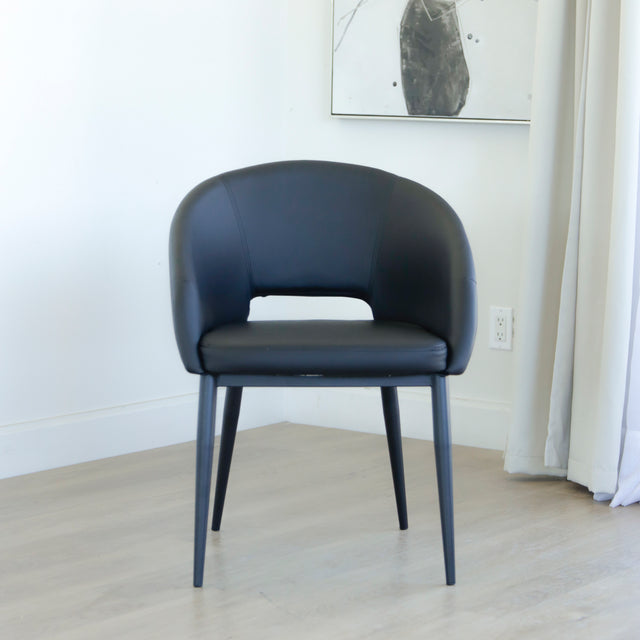 Chaise de salle à manger en cuir végane noir - Madison