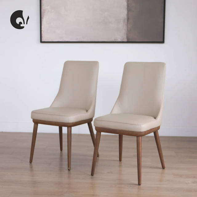 Ensemble de 2 chaises de cuisine en cuir taupe - Iris