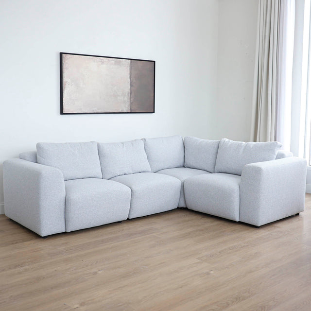 Henri modular wardrobe in pale grey fabric