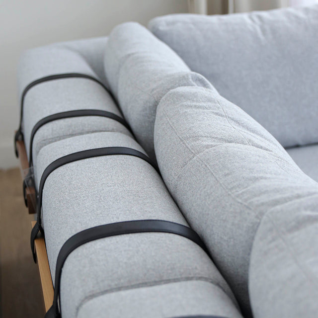 Henri modular wardrobe in pale grey fabric