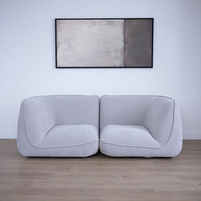 Manhattan condo sofa in pale grey fabric