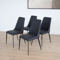 Ensemble de chaises noires modernes a pieds fins en metal.