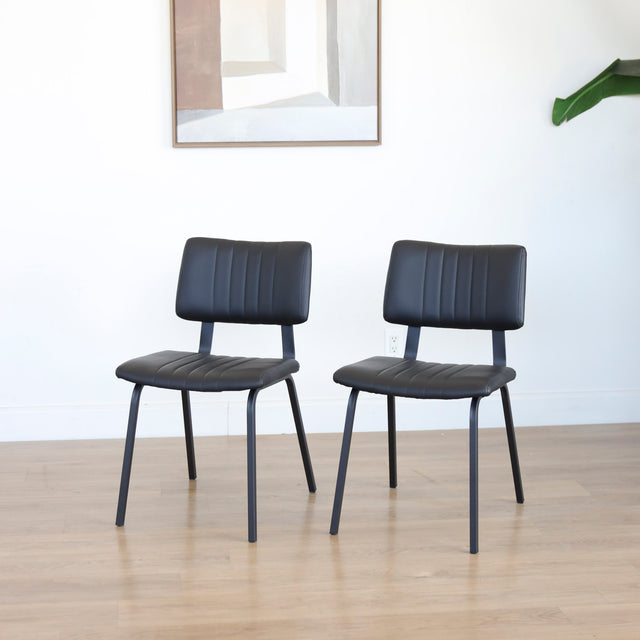 Ensemble de 2 chaises de cuisine Mcgill en cuir végane noir