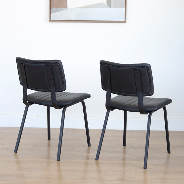 Ensemble de 2 chaises de cuisine Mcgill en cuir végane noir