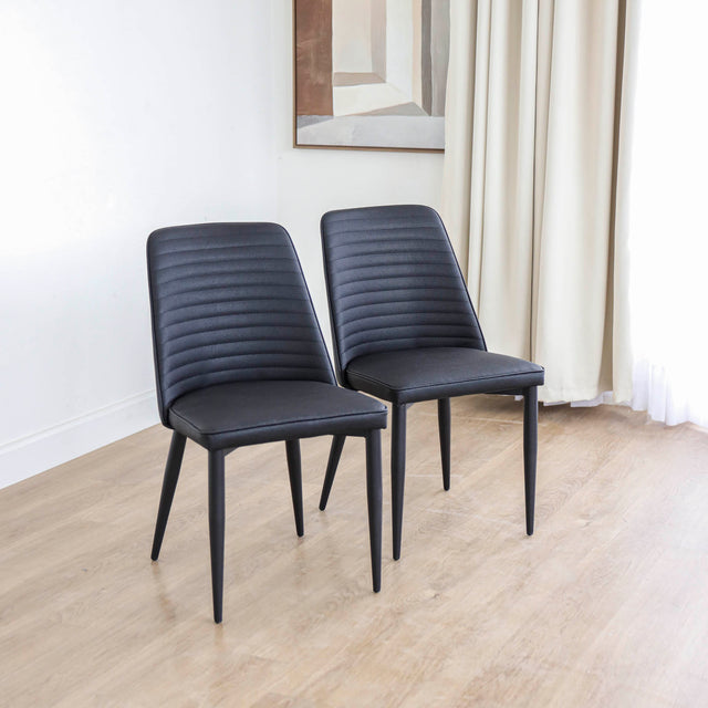 Ensemble de deux chaises Alice en cuir végane noir