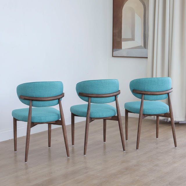 Ensemble de trois chaises de cuisine Lawford en tissu sarcelle