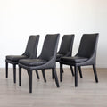 Ensemble de 4 chaises de cuisine SINATRA en cuir végane noir avec coutures assorties blanche avec les pattes en bois noir