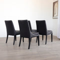 Ensemble de 4 chaises de cuisine SINATRA en cuir végane noir avec coutures assorties blanche avec les pattes en bois noir