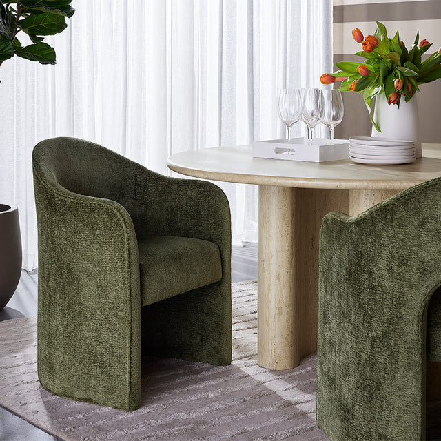 Chaise de cuisine en tissu olive foncé - Sofia