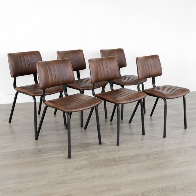 Ensemble de 6 chaises de cuisine en cuir végane cognac - Mcgill
