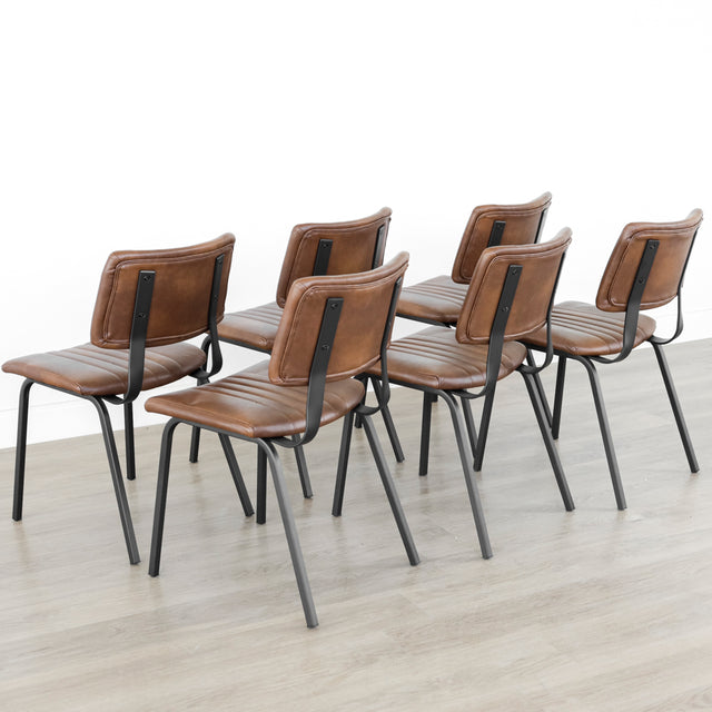 Ensemble de 6 chaises de cuisine en cuir végane cognac - Mcgill