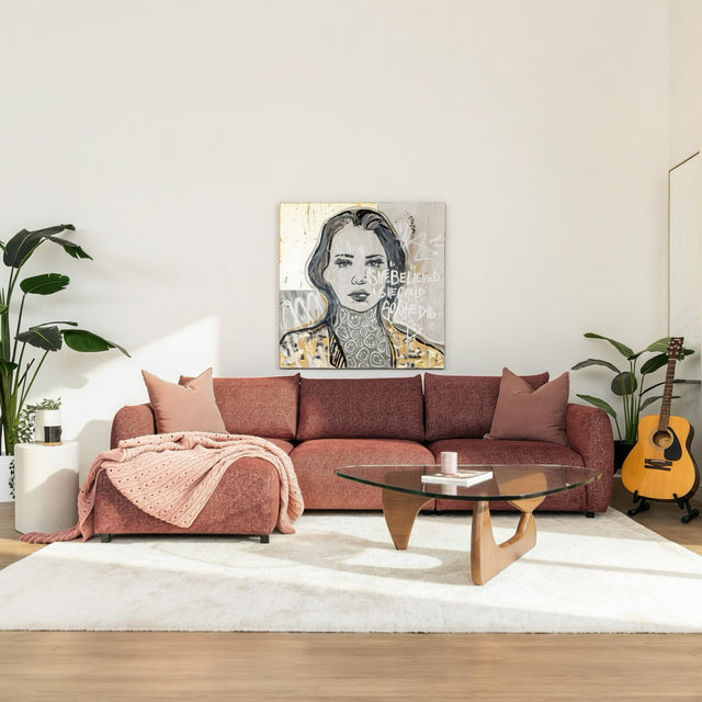 Talia modular sofa in burgundy fabric