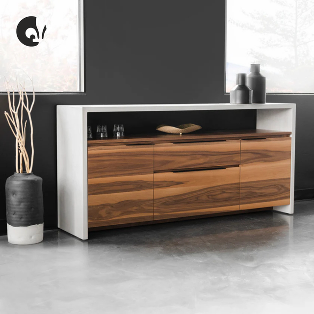 Buffet en béton ciment avec noyer naturel - Anabel