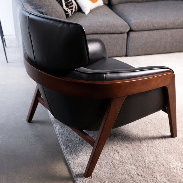 Black vegan leather armchair - Lucky