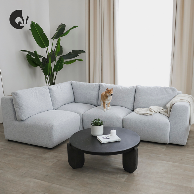 Modulaire Henri en tissu gris doux