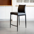 tabouret de comptoir noir en cuir synthetique avec dossier moderne et assise rembourrée