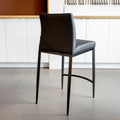 tabouret de comptoir noir en cuir synthetique avec dossier moderne et assise rembourrée