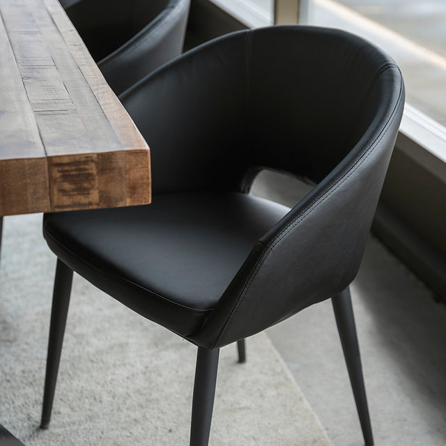Chaise de cuisine en cuir végane noir - Madison