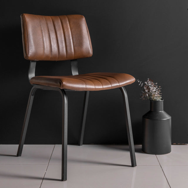 Chaise de cuisine en cuir végane cognac - Mcgill