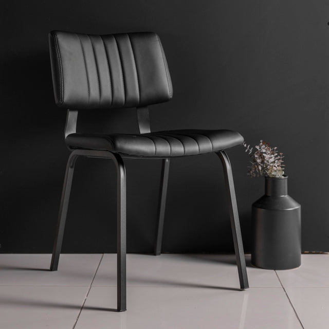 Chaise de cuisine en cuir végane noir - Mcgill