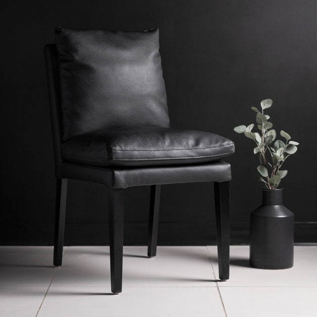 Chaise de cuisine en cuir végane noir - Monroe