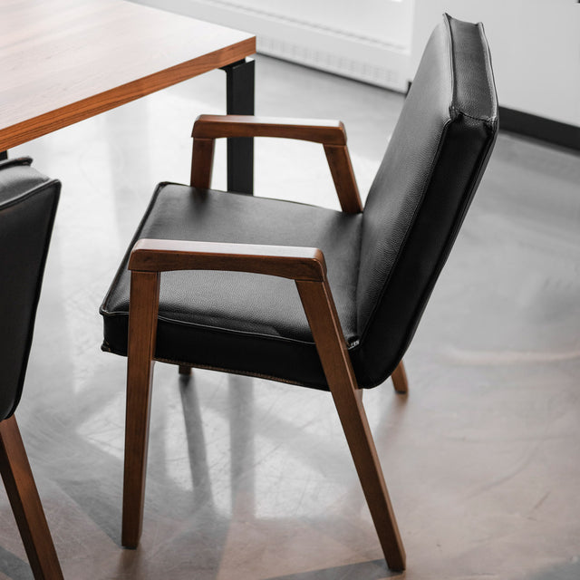 Chaise de salle à manger en cuir végane noir - Panama